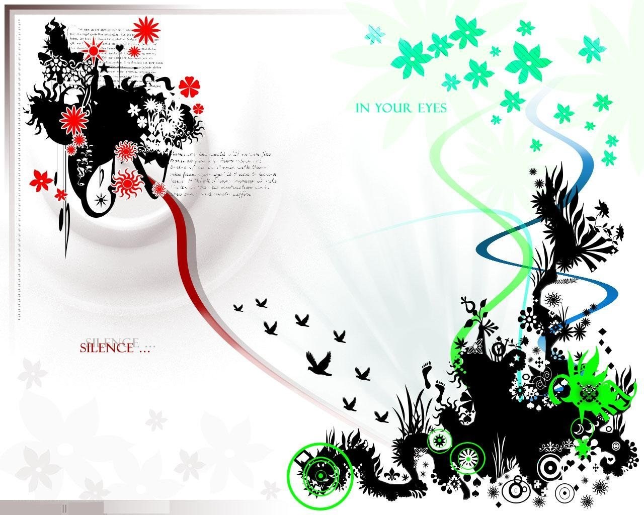 abstract floral design with text