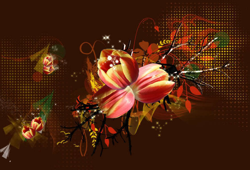 abstract floral design with tulips