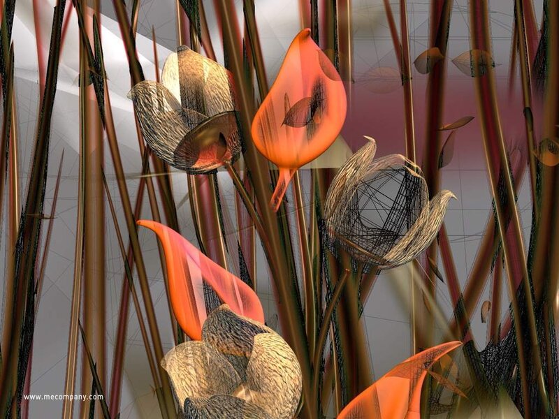 Abstract Floral Digital Art — Orange