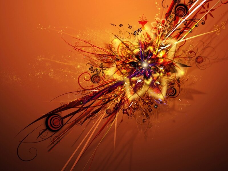 Abstract Floral Explosion — Orange, Dynamic