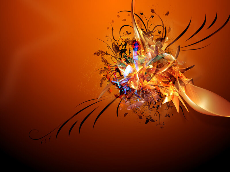 Abstract Floral Explosion — Orange