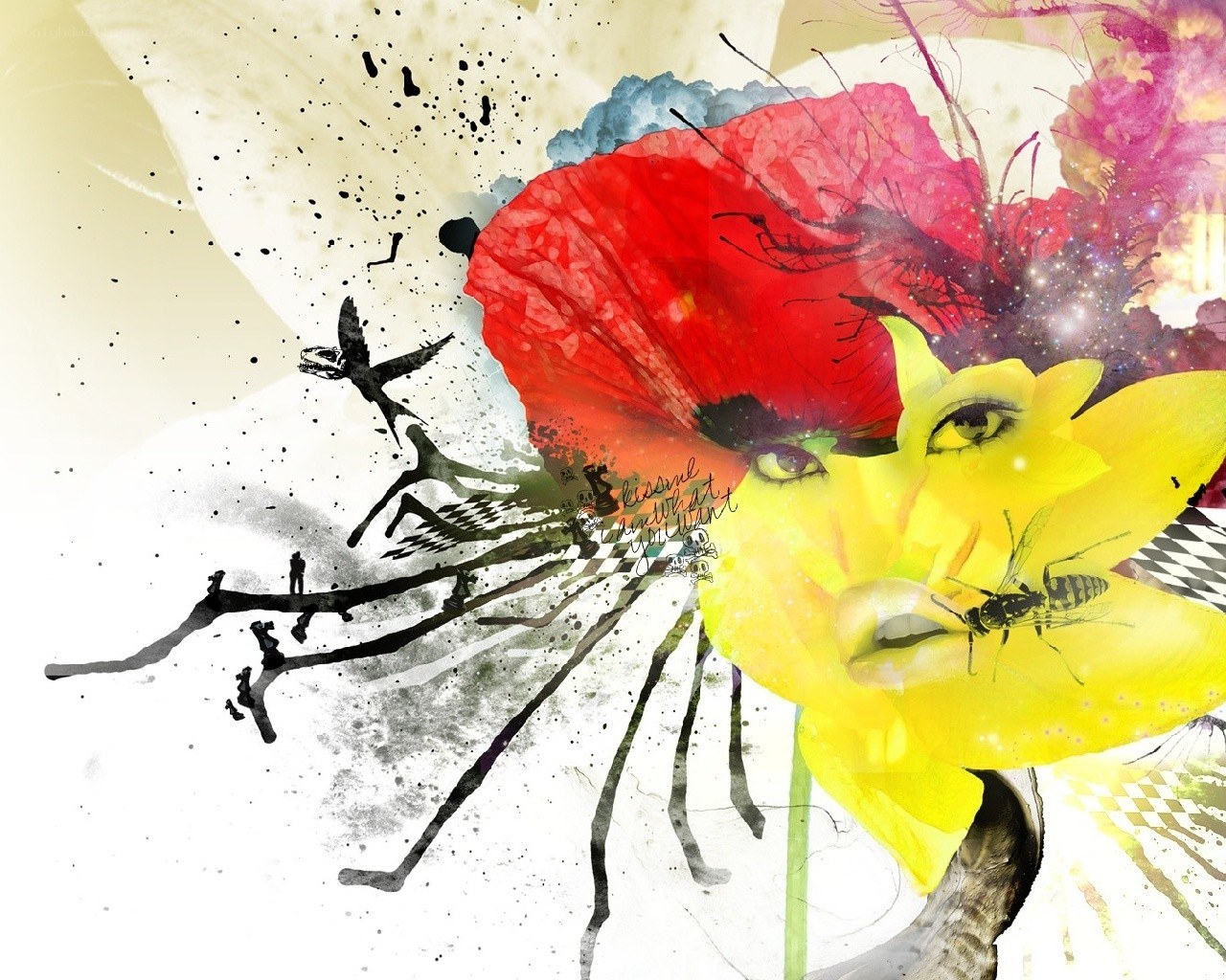 abstract floral face art