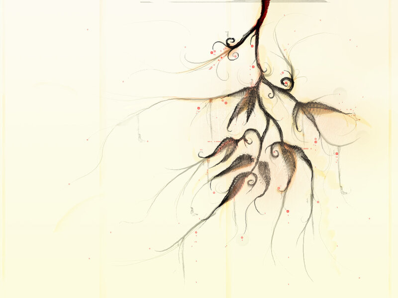 abstract floral ink drawing