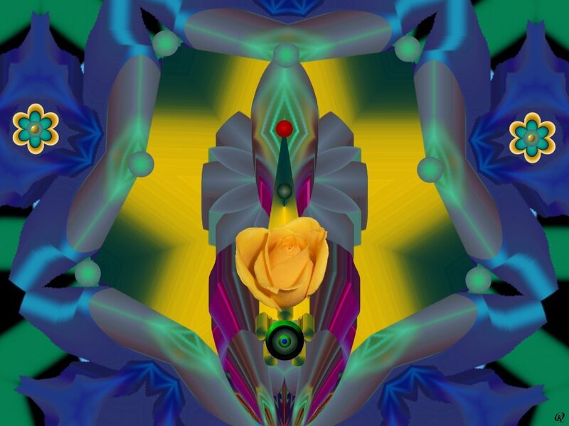 Abstract floral mandala with rose