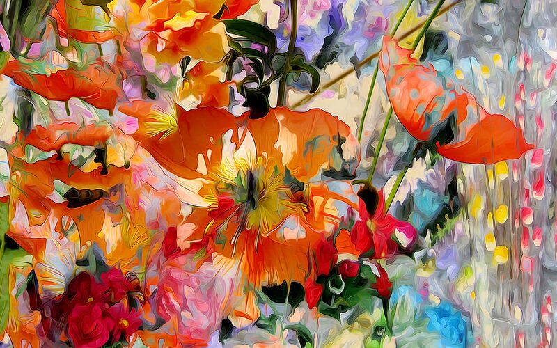 Abstract Floral Painting — Orange