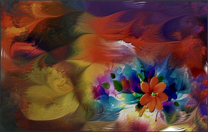 Abstract Floral Painting — Orange, Vibrant