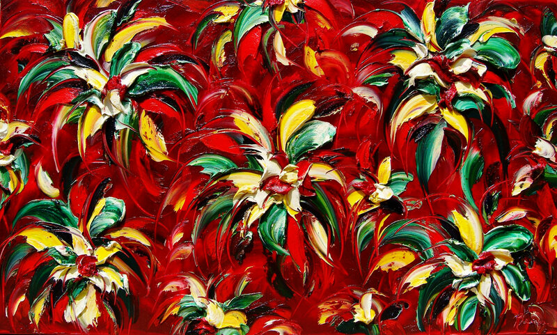 Abstract Floral Painting — Red