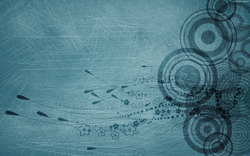 Abstract Floral Pattern — Blue, Calm, Digital Art, Circles, Flowers