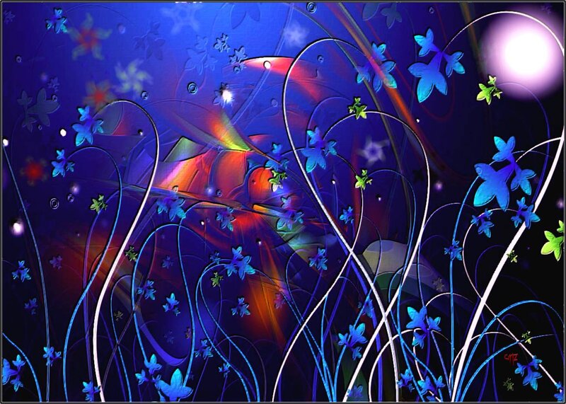 Abstract Floral Pattern — Blue, Dreamy, Night