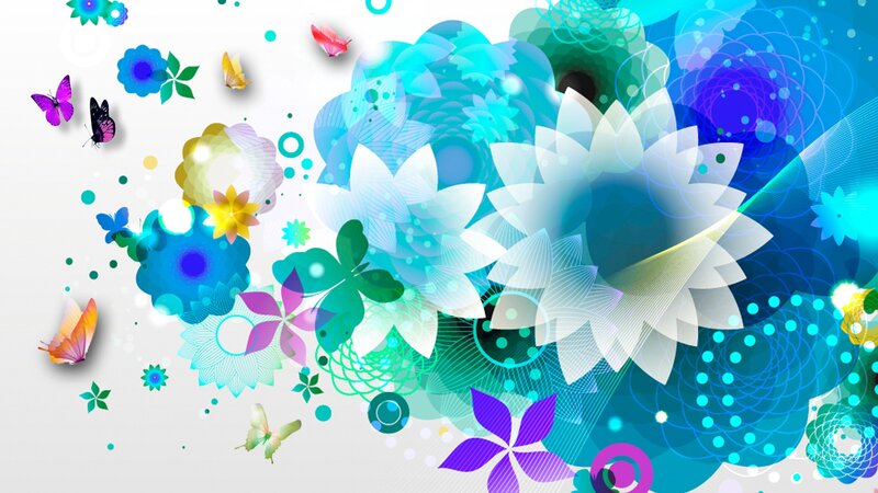 Abstract Floral Pattern — Blue, Vibrant
