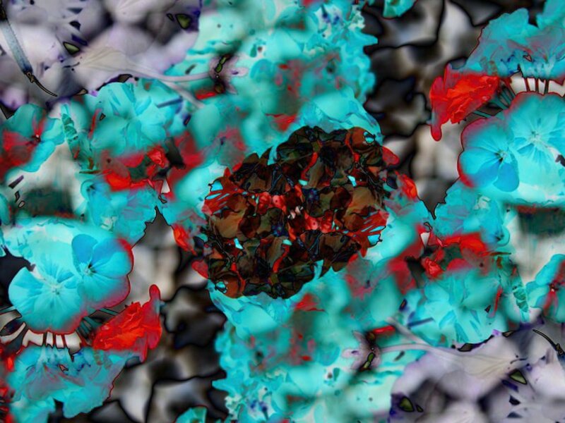 Abstract Floral Pattern — Cyan