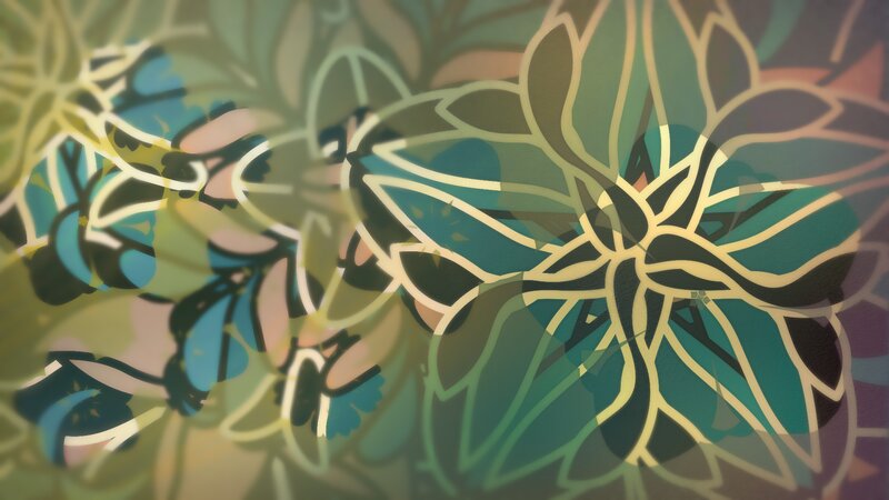 Abstract Floral Pattern — Green, Calm, Digital Art, Flowers