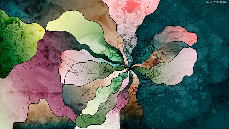 Abstract Floral Pattern — Green, Calm, Digital Art