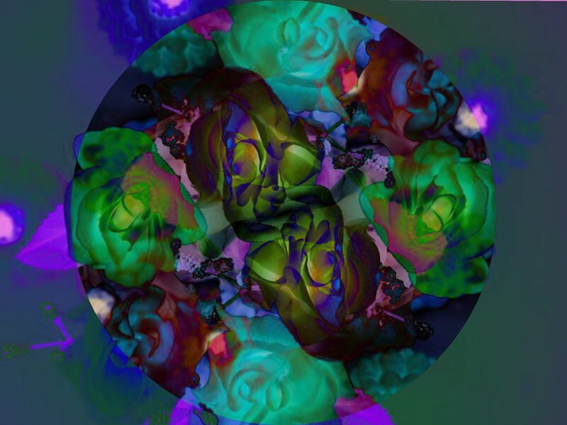 Abstract Floral Pattern — Green, Dreamy, Digital Art, Flowers