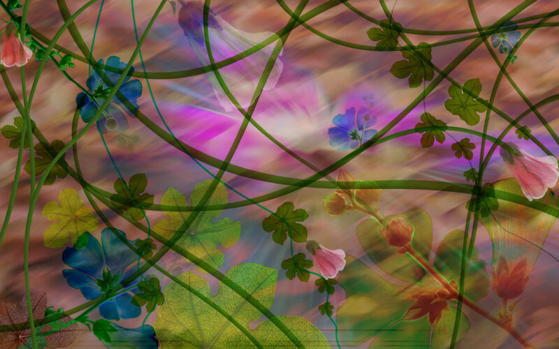 Abstract Floral Pattern — Green, Dreamy, Digital Art