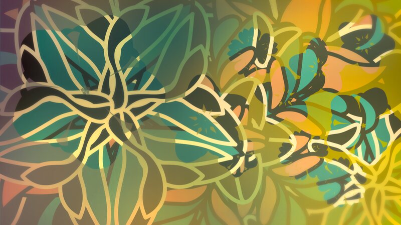 Abstract Floral Pattern — Green, Vibrant, Digital Art, Flowers