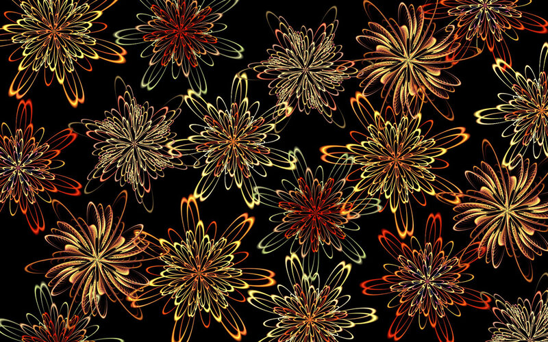 Abstract floral pattern on black