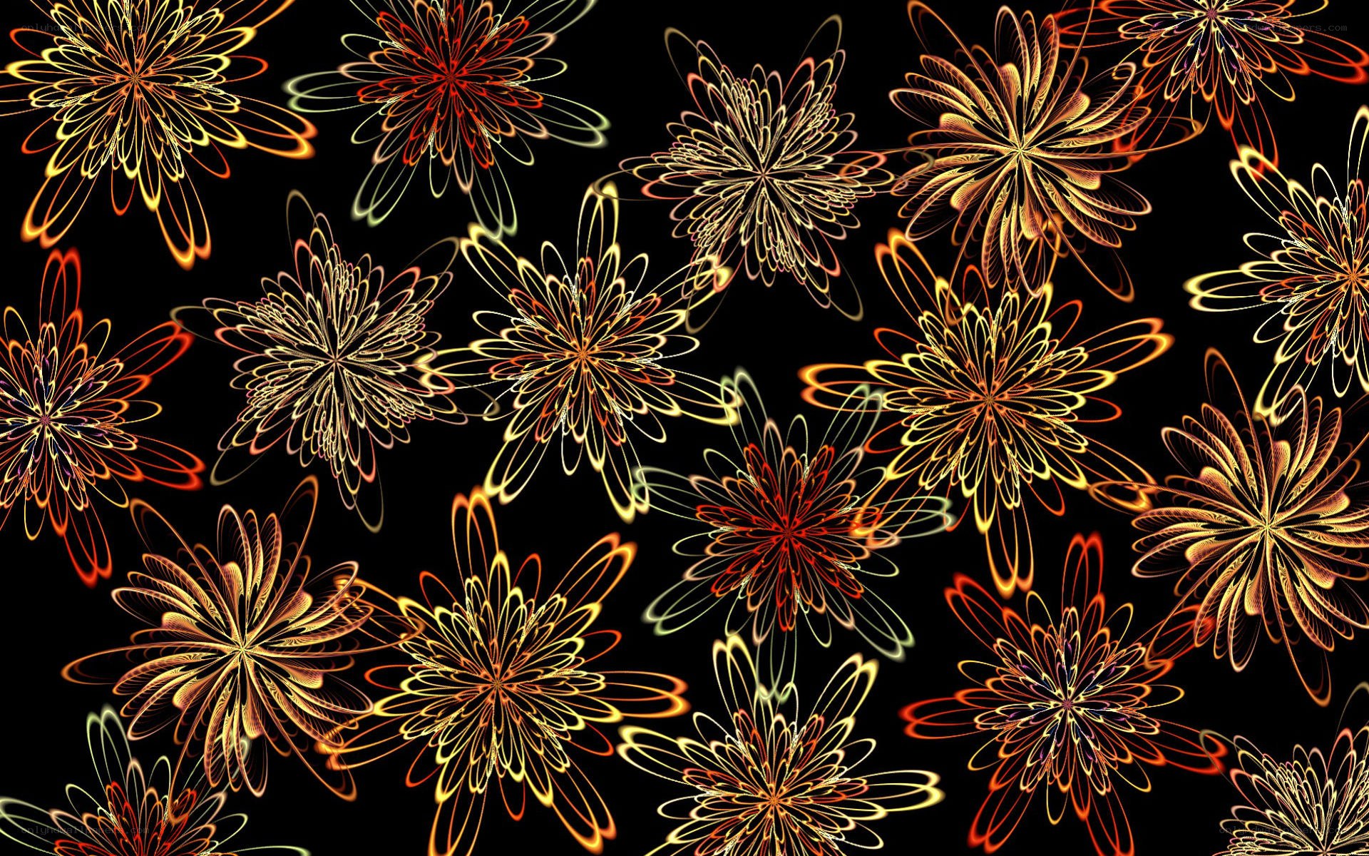 Abstract floral pattern on black