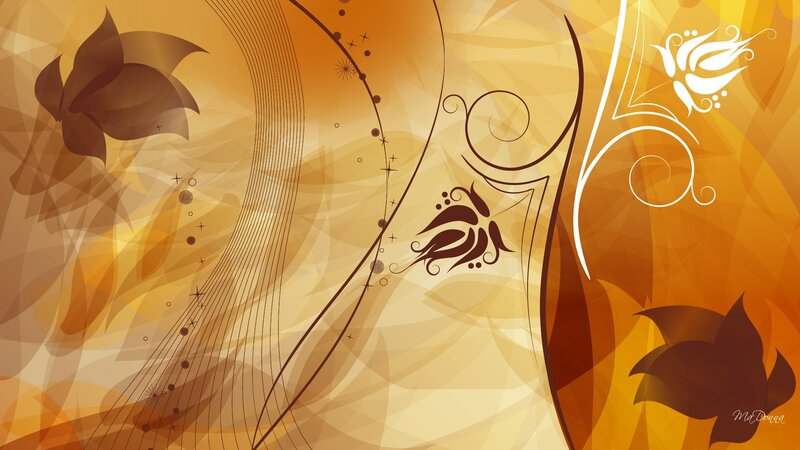 Abstract Floral Pattern — Orange, Warm, Digital Art