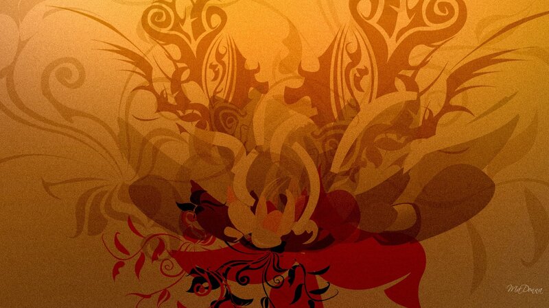 Abstract Floral Pattern — Orange, Warm