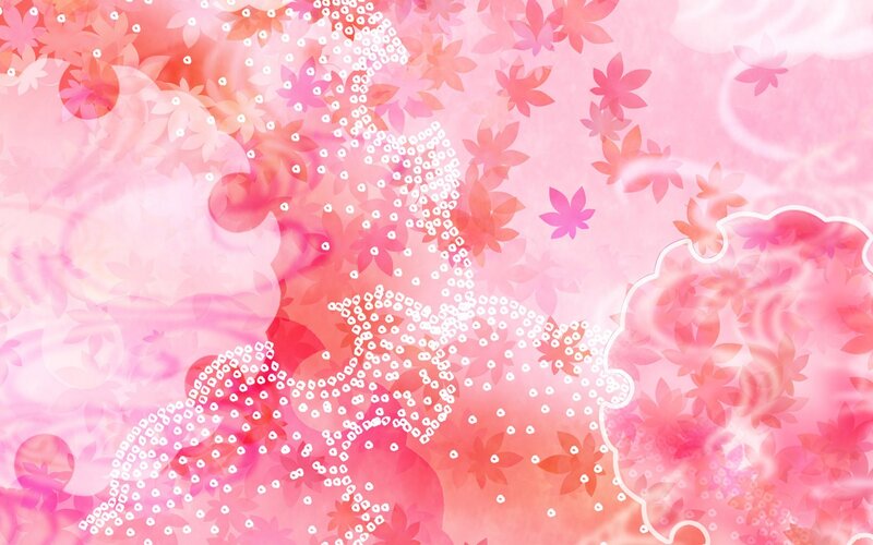 Abstract Floral Pattern — Pink, Dreamy, Digital Art, Flowers, Dots, Clouds