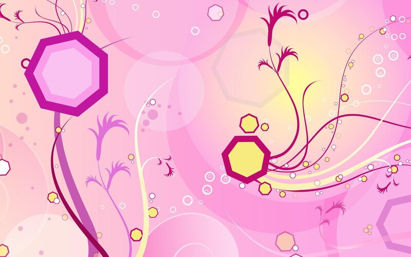 Abstract Floral Pattern — Pink, Playful, Vector Art, Hexagons