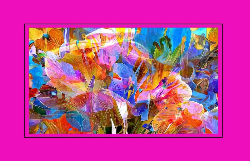Abstract Floral Pattern — Pink, Vibrant, Digital Art, Flowers, Colorful