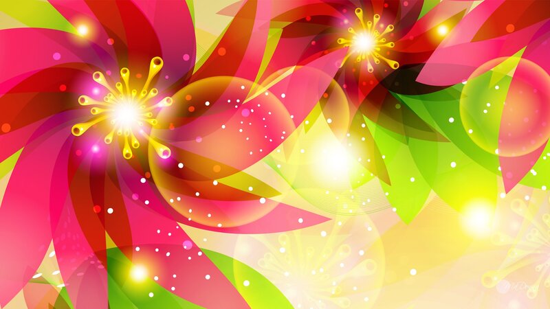 Abstract Floral Pattern — Pink, Vibrant, Digital Art, Flowers, Light Bursts