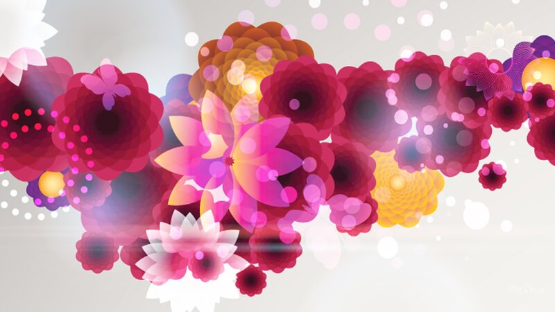 Abstract Floral Pattern — Pink, Vibrant, Digital Art, Flowers