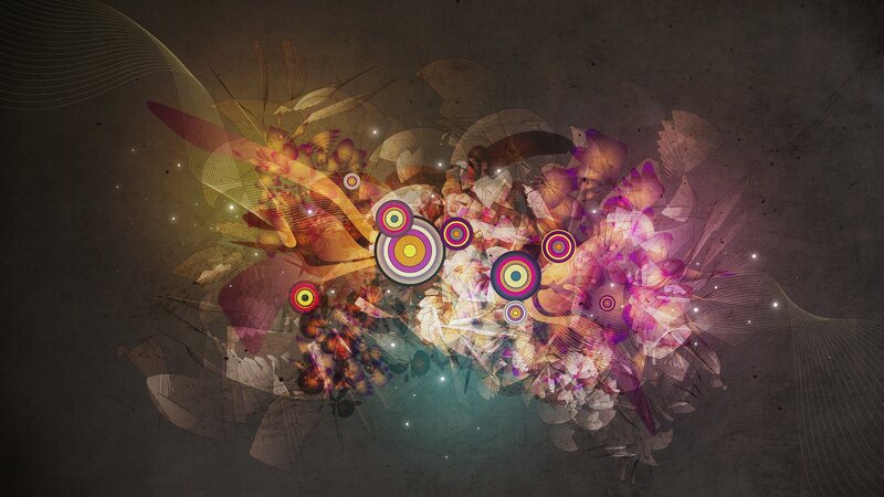 Abstract Floral Pattern — Purple, Dreamy, Digital Art, Circles