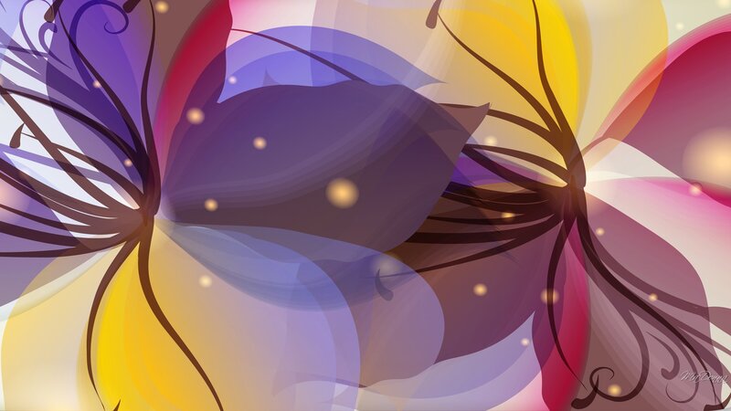 Abstract Floral Pattern — Purple, Dreamy, Digital Art, Flowers, Light
