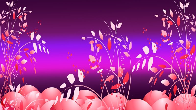 Abstract Floral Pattern — Purple, Dreamy, Digital Art