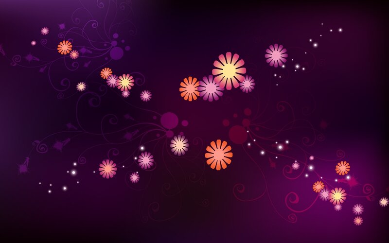 Abstract Floral Pattern — Purple, Dreamy, Night, Digital Art, Flowers