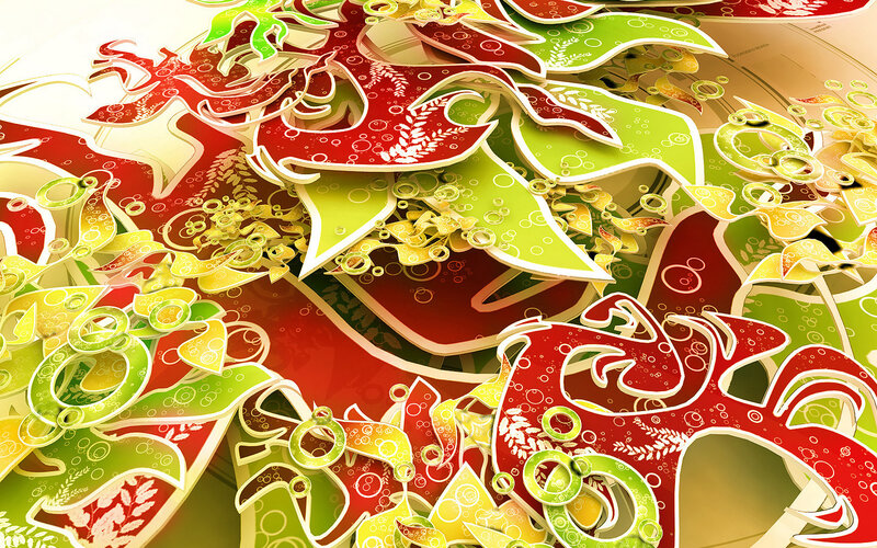 Abstract Floral Pattern — Red