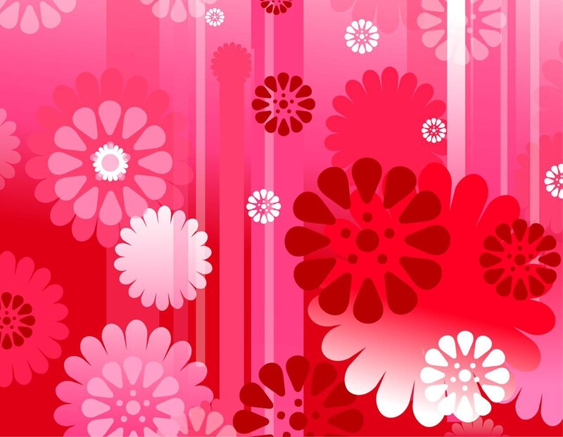 Abstract Floral Pattern — Red, Vibrant, Vector Art