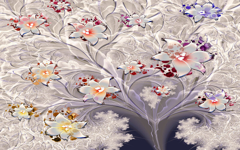 Abstract Floral Pattern — White