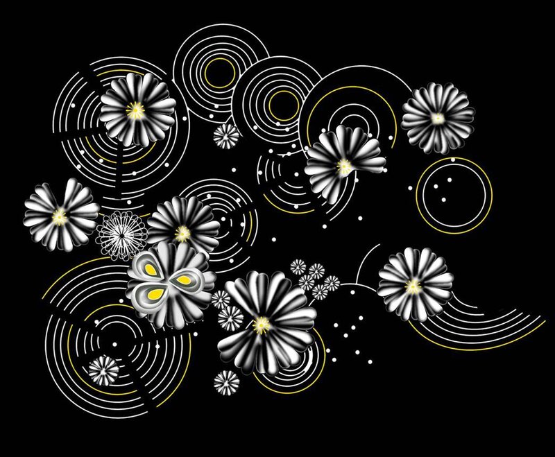 abstract floral pattern with circles