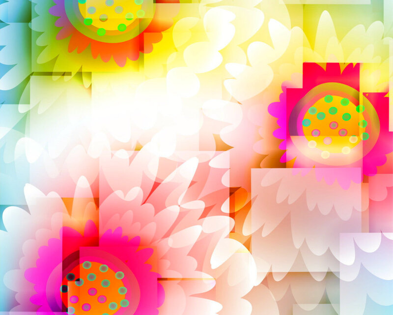 Abstract Floral Pattern — Yellow, Vibrant, Digital Art, Flowers