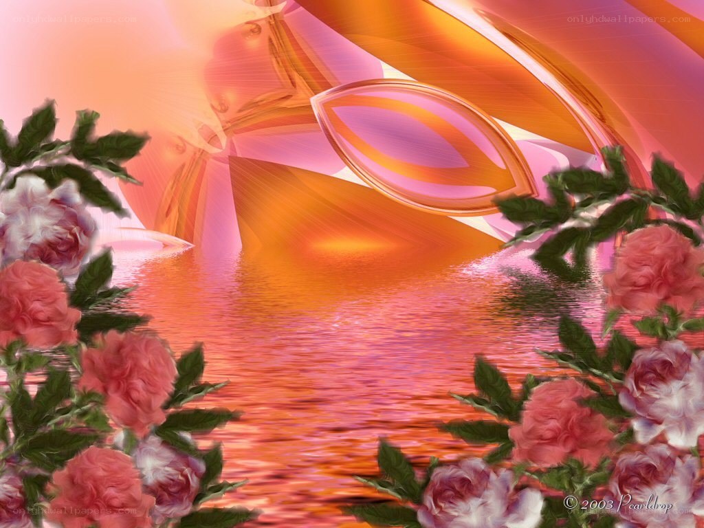 Abstract floral sunset scene