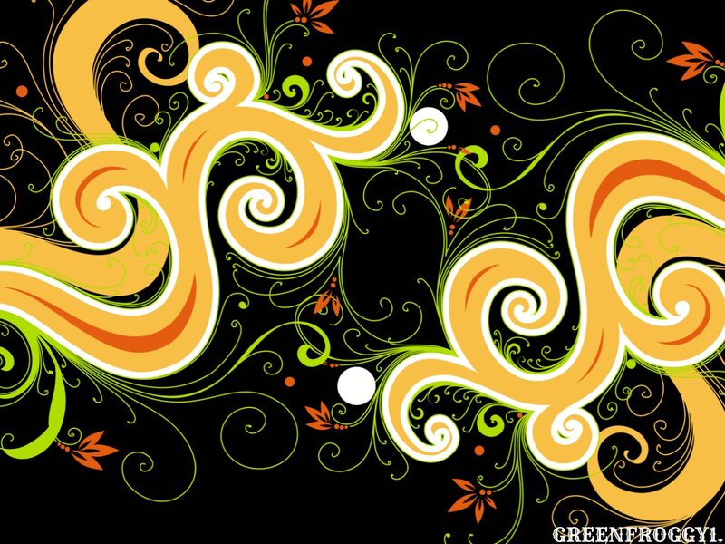 Abstract Floral Swirls — Black, Vibrant