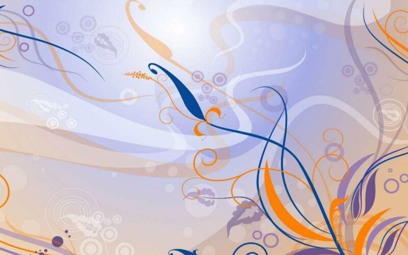 Abstract Floral Swirls — Blue, Calm, Vector Art