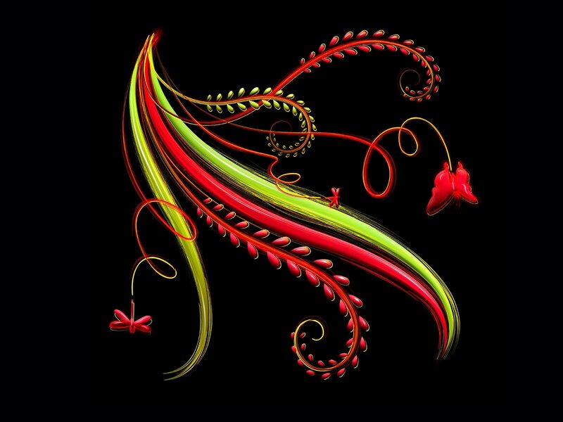 Abstract Floral Swirls — Red, Dynamic