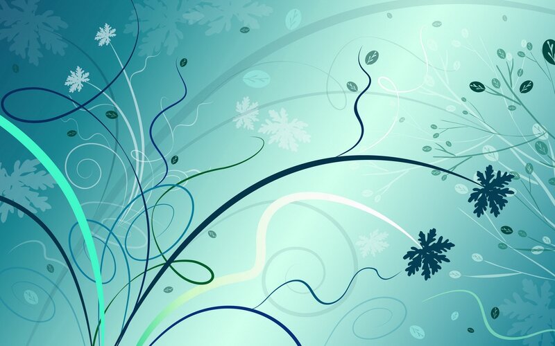Abstract Floral Swirls — Teal, Calm, Winter, Vector Art, Snowflakes, Leaves