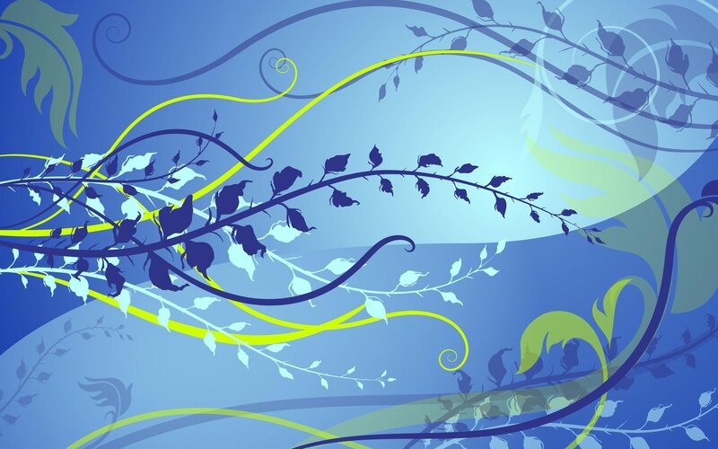 Abstract Floral Vines — Blue, Calm, Vector Art