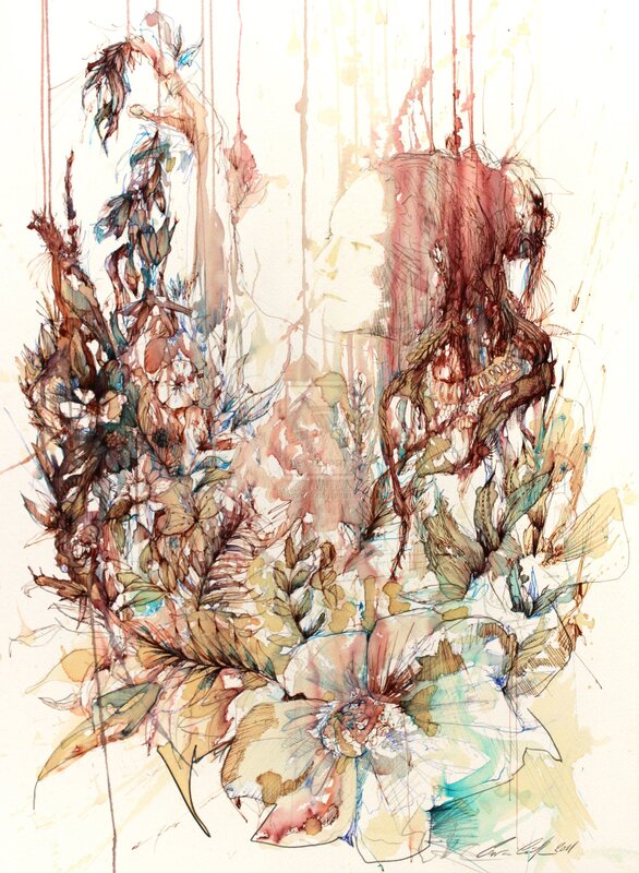 Abstract floral watercolor art