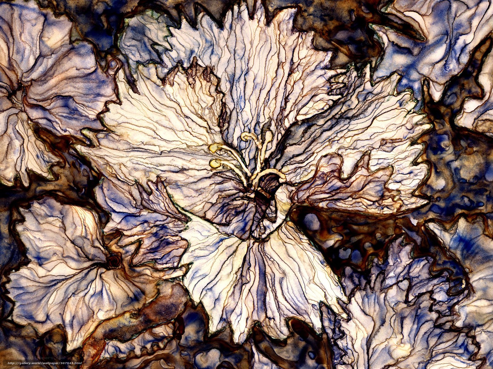 Abstract floral watercolor artwork