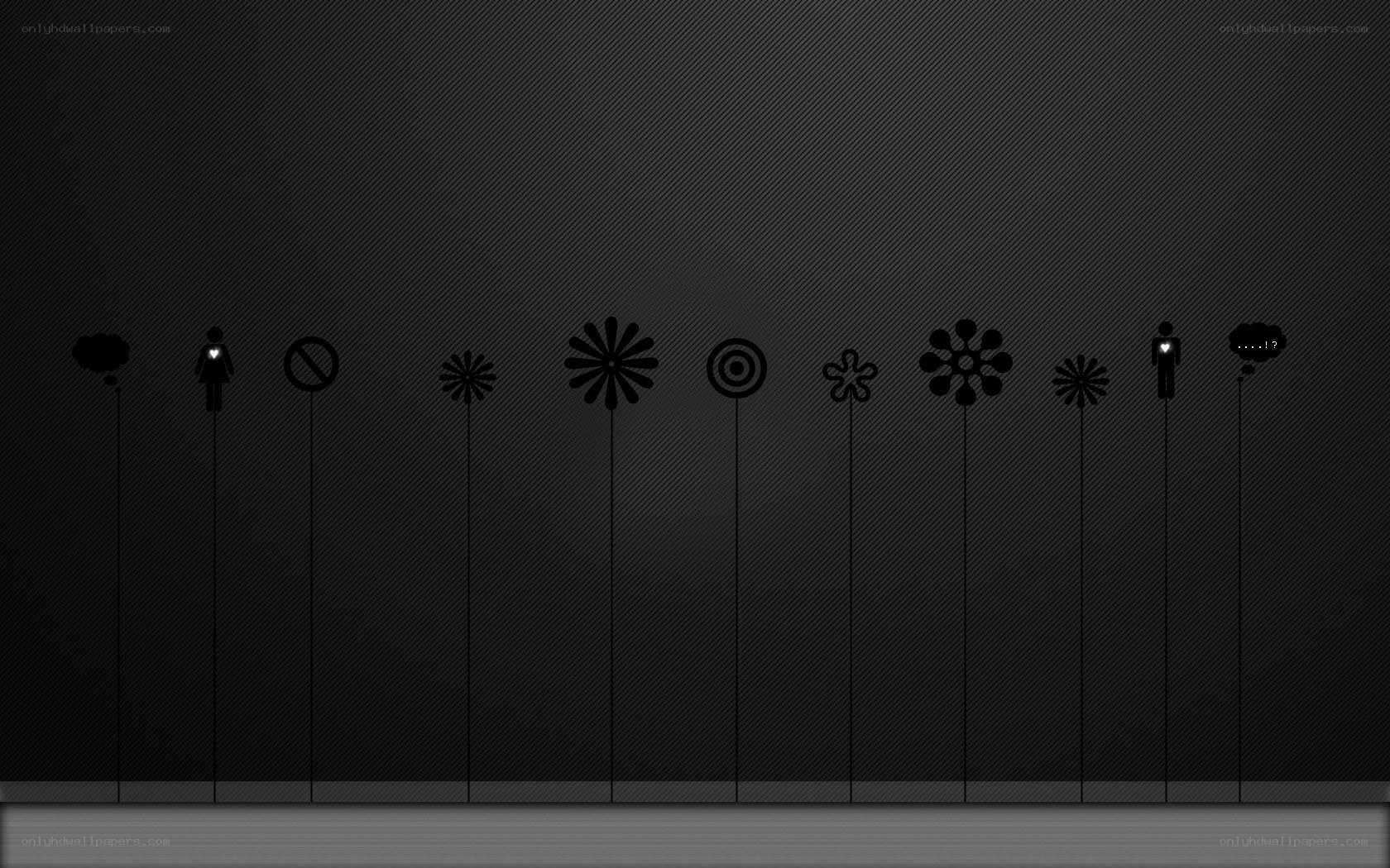 abstract flower icons on dark background