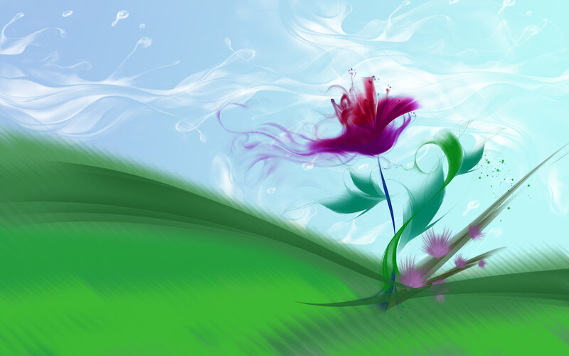abstract flower in a dreamy landscape