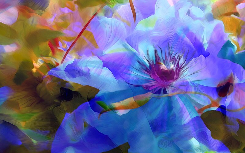 Abstract Flower Painting — Blue