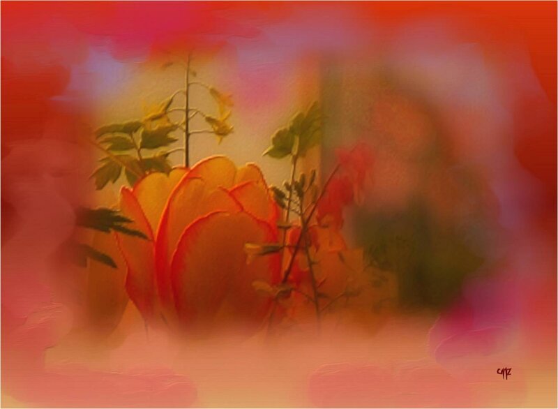 Abstract Flower Painting — Red, Dreamy